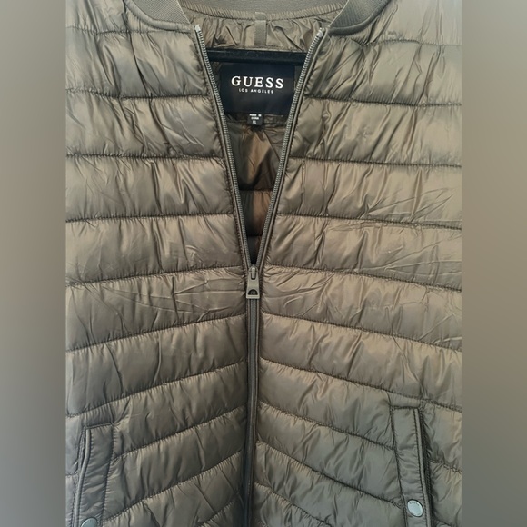 Guess Men's Quilted Bomber Jacket - Olive Green - Picture 3 of 5